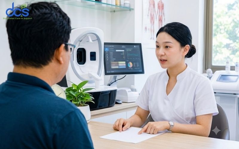 Khách hàng được thăm khám trước khi điều trị